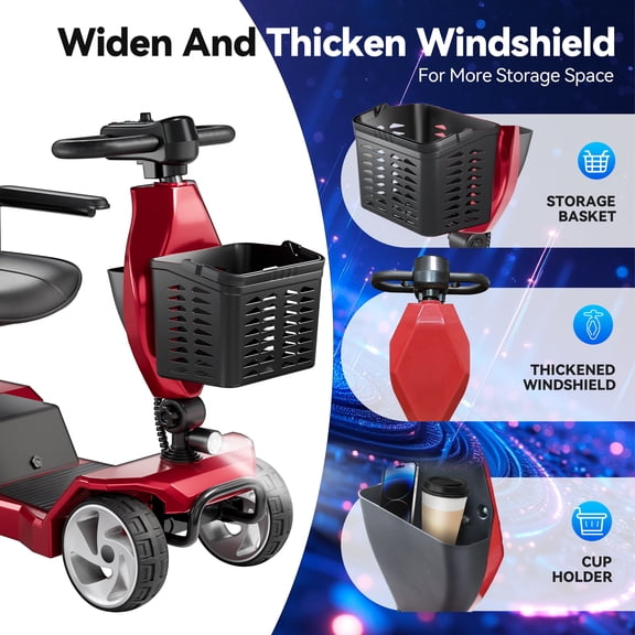 Edcsi Foldable Mobility Scooters for Seniors, 4 Wheel Lightweight Mobility Scooters for Adults, Powered Electric Wheelchair, Mobility Scooter with Seat, Folding Travel Motorized Scooter