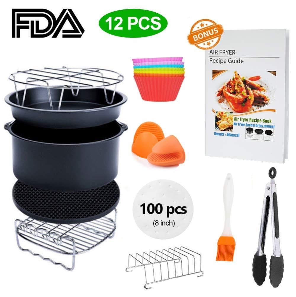 8 inch XL Air Fryer Accessories 11 pcs with Recipe Cookbook Compatible