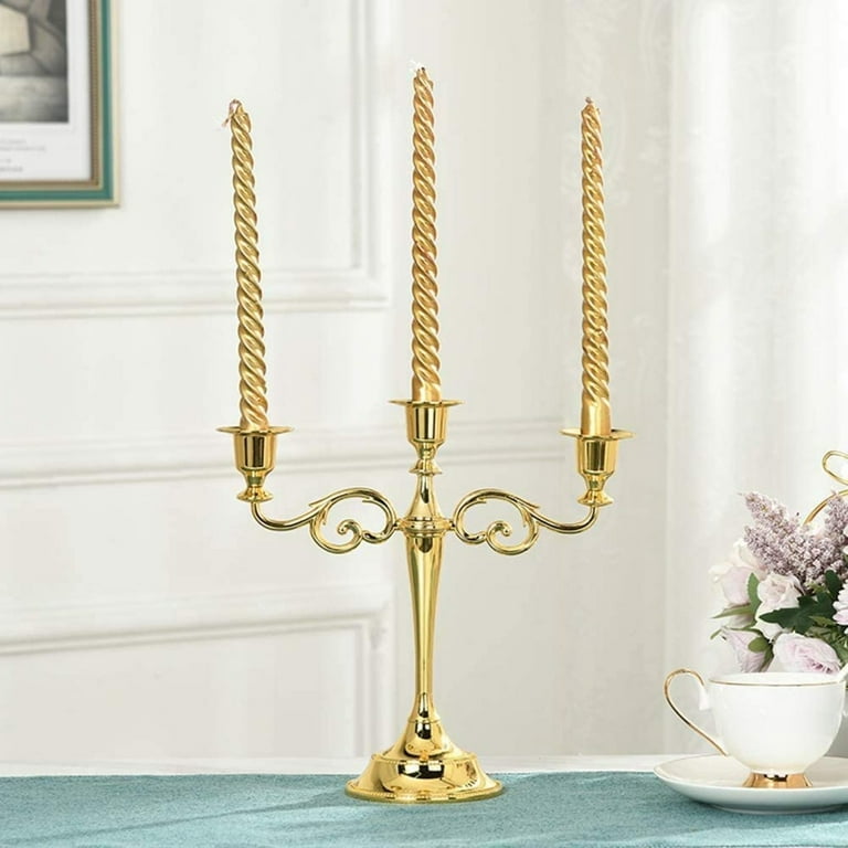 3 Arms Candle Holder,3 Arms Metal Candle Holder European Style Candelabra Wedding  Candlestick for Home Decor (Gold), 3 ARM CANDLESTICK :This 3 Arms metal  