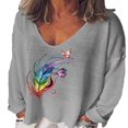 thumbnail image 2 of Blouse Décontractée à Manches Longues pour Femmes Tunique Ample T-Shirt Paysan Grande Taille, 2 of 2