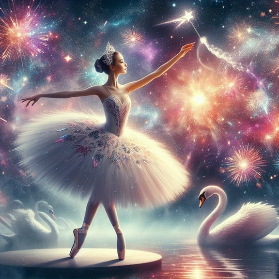 5D DIY Artificial Full Diamond Painting Set - Adult Beginner, Ballet Dancer & Swans Diamond for Home Wall Decor & Gift - Perfect for Art Lovers & Adults