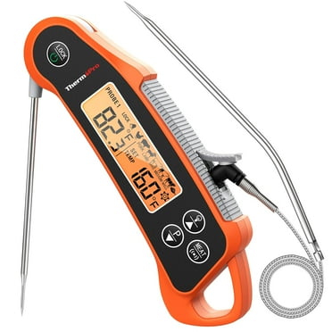 TP710 Instant Read Meat Thermometer Digital for Cooking, 2-in-1 Waterproof Kitchen Food Thermometer with Dual Probes and Dual Temperature Display for Oven, Grilling, Smoker & BBQ