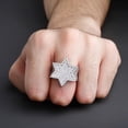 thumbnail image 5 of Sparkly Punky Rapper Luxury Trendy Hexagram Rings for Men Cool Iced out Hip Hop Cubic Zirconia Domineering Men Rings, 5 of 8
