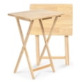 thumbnail image 2 of PJ Wood Folding Portable TV Snack Tray Table, Natural Finish (6-Piece Set), 2 of 7