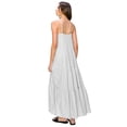 thumbnail image 3 of Cali1850 Women's XS~XL Lined Tiered Sleeveless Linen Flare Maxi Dress with Adjustable Spaghetti Strap, 3 of 6