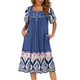 thumbnail image 2 of Oudiya House Dress for Women with Pockets Moomoo Dresses Short Sleeve Mumu Nightgown Button Down Sleepwear, S-3XL, 2 of 6