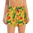 thumbnail image 4 of Lsque Colorful Vegetables Printed Women's Running Shorts with Liner Pockets,Elastic Quick Dry Workout Athletic Gym Yoga Shorts,Womens High Waist Shorts-XX-Large, 4 of 9