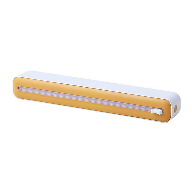 Dispensador de envoltura Saran impermeable con cortador deslizante para envoltura adhesiva (amarillo)