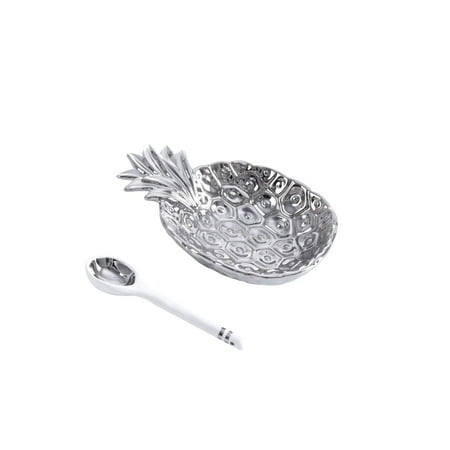 Pampa Bay Get Gifty Bowl and Spoon Set, Silver Pineapple Design