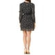 thumbnail image 3 of Vestido de gasa con volantes de manga larga y cintura ajustable de flores INSPIRE CHIC para mujer en negro, 3 of 6