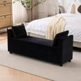thumbnail image 4 of Storage Bench for Bedroom, 55" End of Bed Bench for King Size Bed, Modern Upholstered Long Ottoman Bench with Arms and 2 Pillows for Living Room/Entryway, 4 of 10
