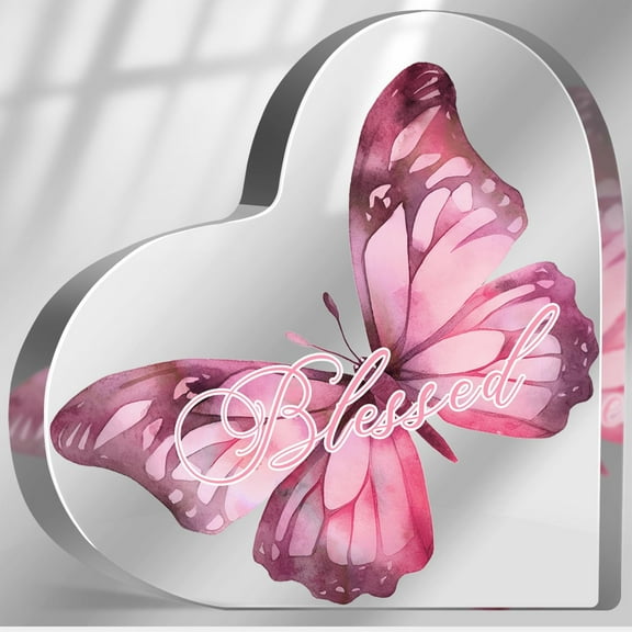 Religious Gifts for Women Christian, Faith Gifts for Mom Sister Friend, Butterfly Christian Home Desk Decor Ornaments, Religious Gifts Acrylic Heart Keepsake with Bible Verse