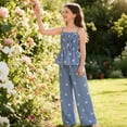 thumbnail image 7 of OGLCCG Tween Girls Summer 2 Piece Set Ruffle Cami Top and Wide Leg Pants with Pockets Bow Printed Lounge Outfit Size 5-15 Years, 7 of 7