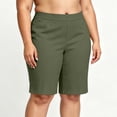 thumbnail image 5 of Zpzdpjkx Women's Plus Size Solid Bermuda Shorts with Pockets High Waist Stretch Knee‑Length Casual Yoga Hiking Shorts, 5 of 10