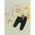 thumbnail image 2 of Bagilaanoe 2PCS Toddler Baby Boy Long Pants Set Letter Print Long Sleeve Sweatshirt Pullover Tops + Sweatpants 6M 12M 18M 24M 3T Kids Casual Sweatsuits, 2 of 8