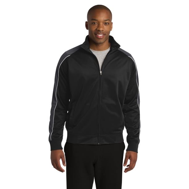 SPORT-TEK Chaqueta de chándal de tricot con ribete para hombre XL Negro/Gris hierro/Blanco deporte-tek JST92