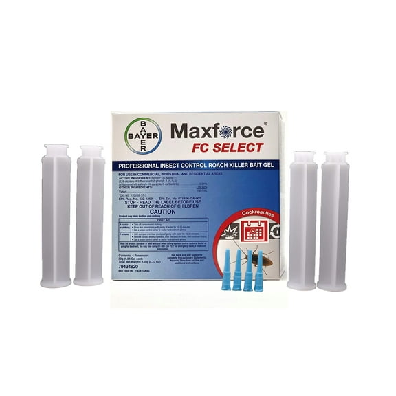 Maxforce FC Select Roach Bait Gel - 1 Pack (4 Tips, 4 Plungers, & 4 x 30g Tubes) by Envu