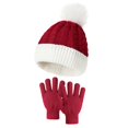 thumbnail image 2 of Women's Daily Routine Hairball Knitted Hat Christmas Hat Hat Gloves Two Piece Set, 2 of 3