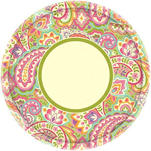 Amscan Disposable Pretty Paisley Round Dinner Paper Plates Party Supply