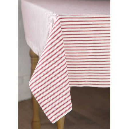 

60 x 60 in. Ticking Square Tablecloth Red & White