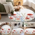 thumbnail image 6 of Red Flower Large Area Rugs for Bedroom Living Room, Soft Non Slip Carpet Bedside Rug, Botanical Blue Plant Pink Garden Poppy Floral Round Floor Cover Kitchen Accent Rug 3.3' for Dining Room/Office, 6 of 9