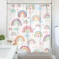 thumbnail image 4 of Boho Rainbow Shower Curtain 72Wx72L Inch Kids Girls Pink Cartoon Cute Watercolor Clouds Stars Colorful Shower Curtain Bathroom Set Bohemian Aesthetic Bath Curtain Bathtub Accessories Home Decor, 4 of 6