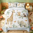 thumbnail image 2 of Manfei Forest Giraffe Animal Bed Spread Queen, Waterclor Elephant Queen Coverlet Set, White, Blue Reversible, 3-Piece, 1 Quilt and 2 Pillowcases, 2 of 7