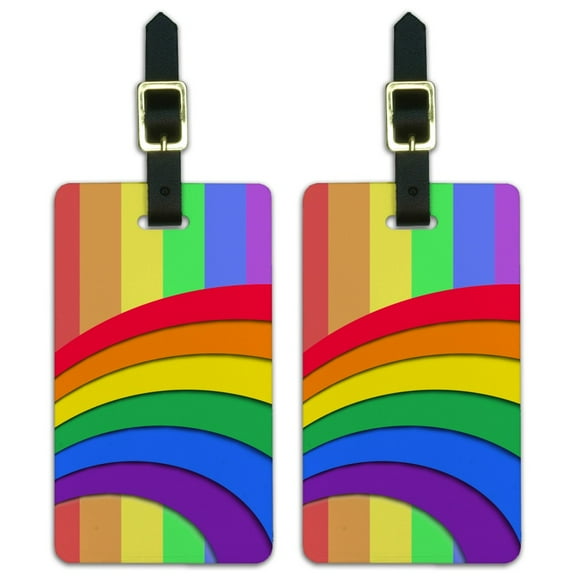Double Rainbow Pride Arc Luggage ID Tags Suitcase Carry-On Cards - Set of 2