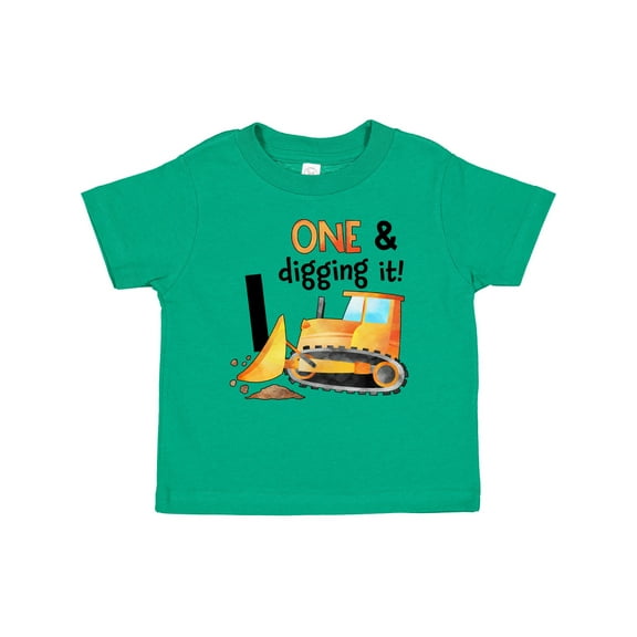 Inktastic One and Digging It Bulldozer 1st Birthday Boys or Girls Baby T-Shirt