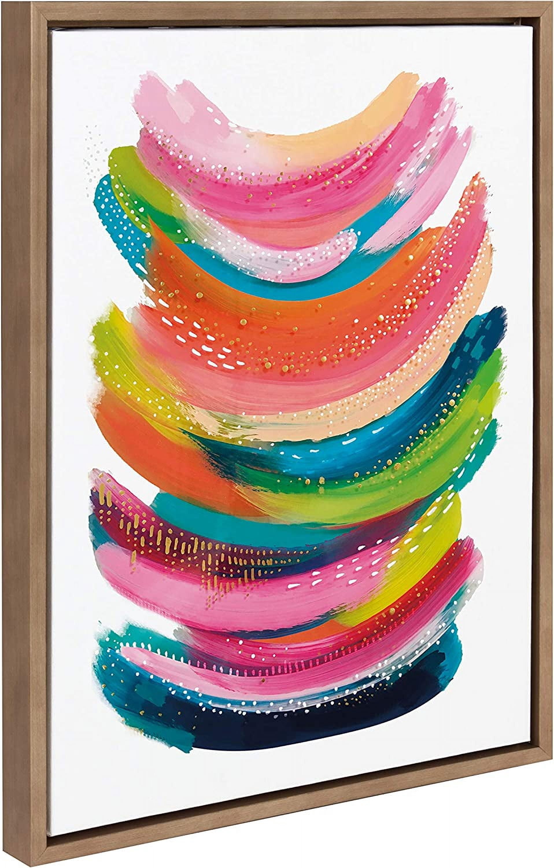 Kate and Laurel Sylvie Bright Abstract Framed Canvas Wall Art By Jessi Raulet Of EttaVee, 18x24 Gold, Decorative And Colorful Home Decor
