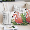 thumbnail image 2 of Flamingo Throw Pillow Covers, Summer Botanical Flowers Tropical Leaves Plaid Soft Breathable Pillow Cases with Invisible Zipper for Sleeping, Small Pillowcases for Couch Bed Sofa Chair 16x24 Inches, 2 of 9
