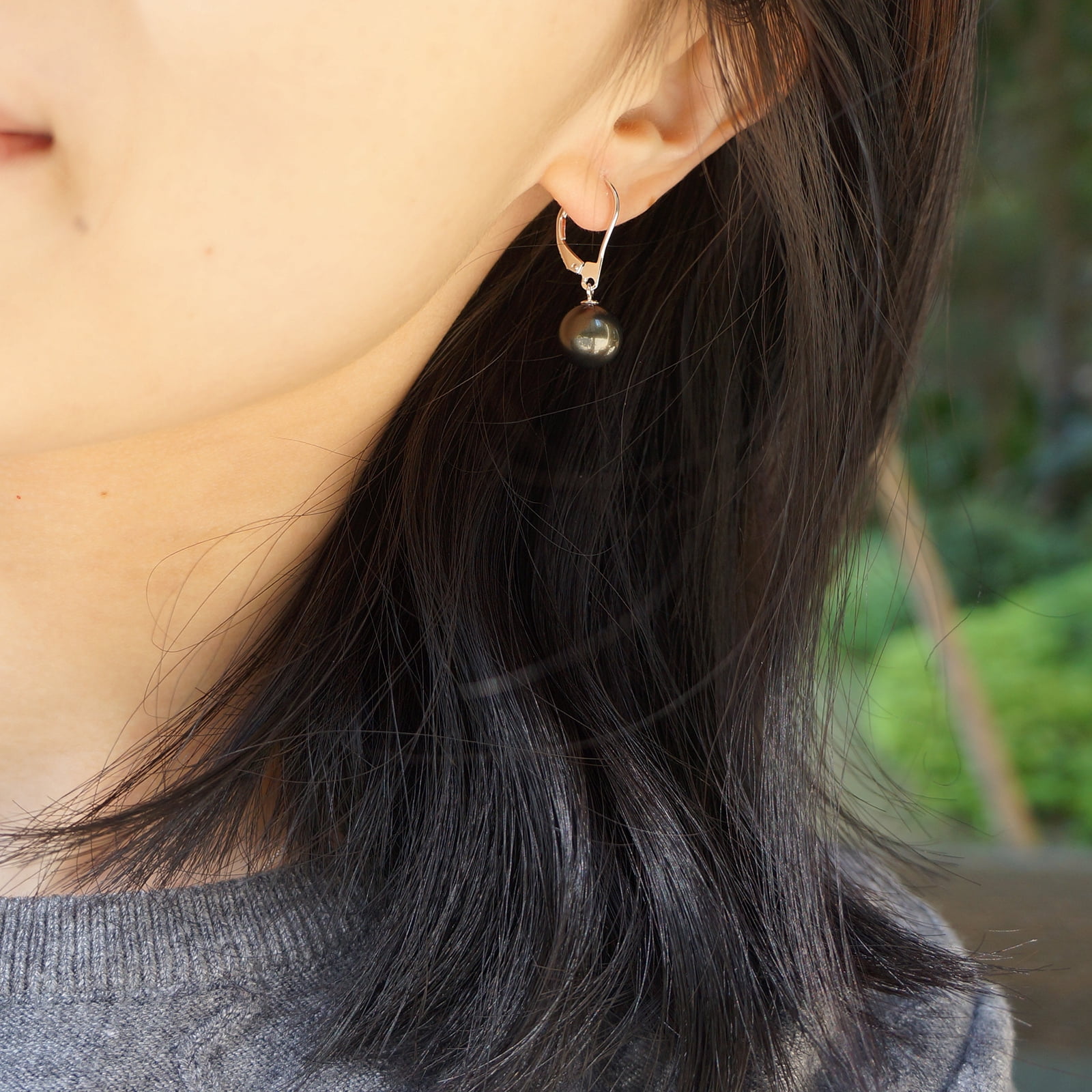 Jiamiaoi Pearl Dangle Earrings Sparkly Diamond Pearl hoop Earrings Pearl Drop Earrings Sterling Silver Pearl Earring Drop