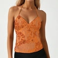 thumbnail image 2 of DHFJKG Women's Glitter Camisoles Top Sequin Embroidery Criss Cross Lace Up Sexy Sleeveless Shirts Party Club Going Out V Neck Versatile Tops, 2 of 5