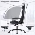 thumbnail image 3 of Comfy Rolling Video Game Chair for Adults, Ergonomic Office Chair with Lumbar Support, Height Adjustable Reclining Gaming Chair for Office, Home, Bedroom, Blue, 3 of 7