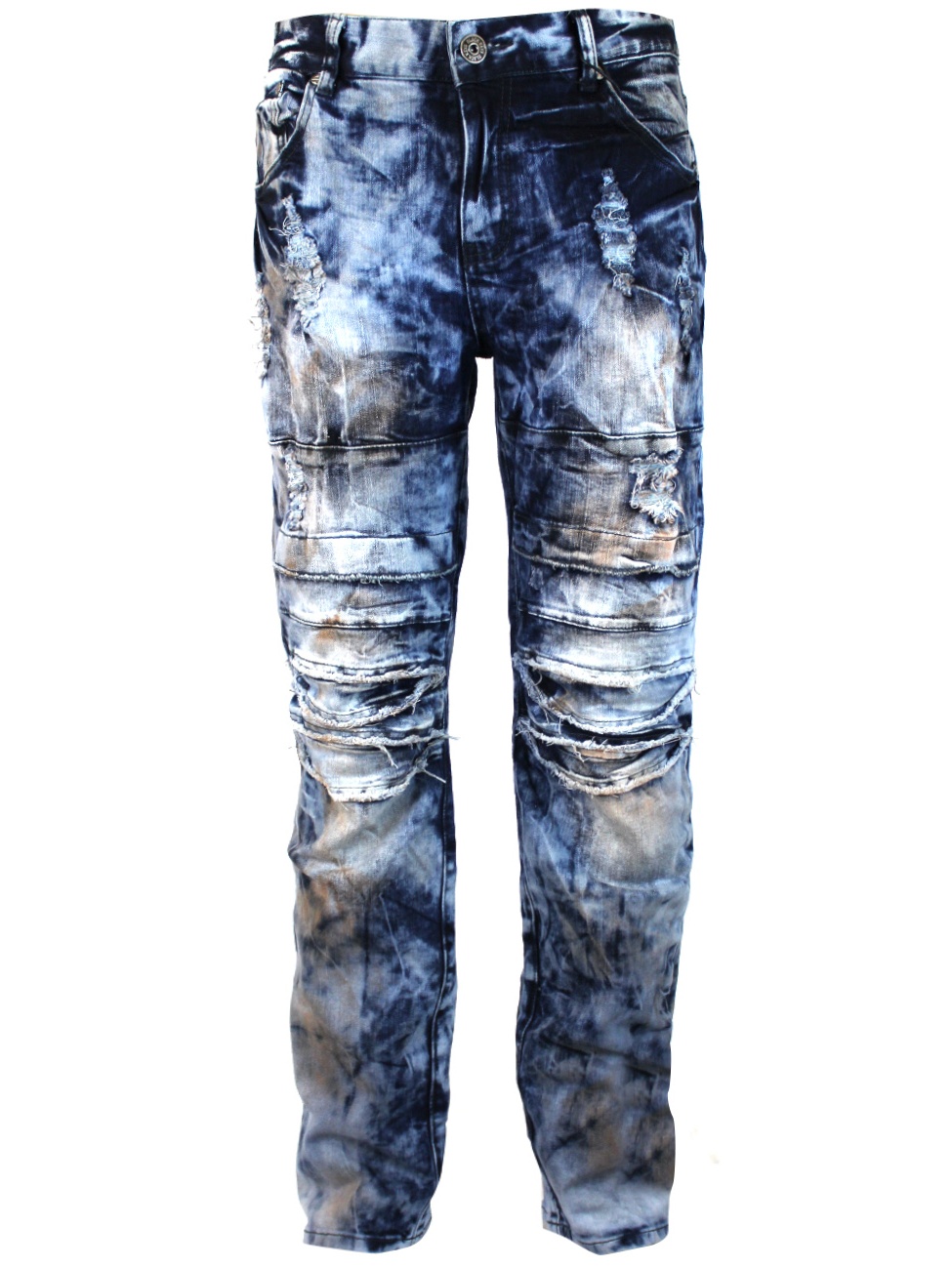 Black Keys Men's Skinny Ripped Zipper Jeans Vintage BK643B