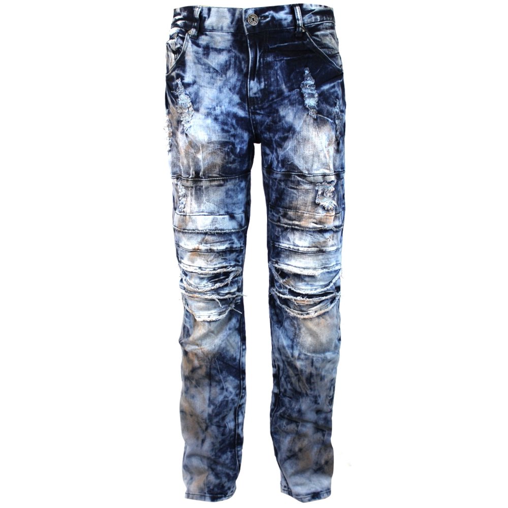 Black Keys Black Keys Men's Skinny Ripped Zipper Jeans Vintage BK643B