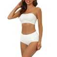 thumbnail image 1 of Conjunto de sujetador bandeau para mujer INSPIRE CHIC con tirantes removibles, sin alambre, top tubo antideslizante y bragas blancas M, 1 of 1