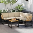 thumbnail image 4 of Costway 4 Piece Outdoor Sectional Sofa Set L-Shaped Metal Conversation Set with Cushions, 4 of 10