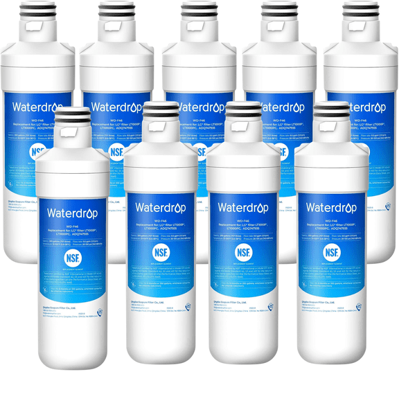 Waterdrop LT1000PC ADQ747935 MDJ64844601 Refrigerator Water Filter, Reduce chlorine, bad taste and odor, Replacement for LG® LT1000P®, ADQ74793501, ADQ74793502, Kenmore 46-9980, Pack of 9