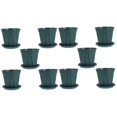 thumbnail image 4 of 10 Sets Planter Pots with Saucer Round Nursery Pots with Drainage Hole and Tray Decorative Flower Container for Succulents 15X14cm Dark Green, 4 of 8