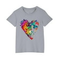 thumbnail image 2 of Sakmal Cotton Kids Clothes Boy And Girl Gray Crew Neck 3-7y Floral Short Sleeve Daily Life Vacation Outfits For Kids, 2 of 5