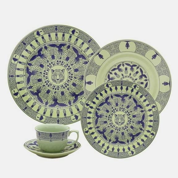 Oxford Terra Brasilis, Rainforest Porcelain 20 Piece Dinnerware Set, Service for 4