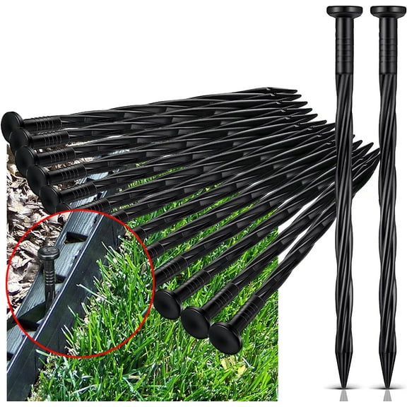 Plastic 50PCS Spiral No Dig Landscape Edging Stakes Garden Anchoring Spikes Paver Edging