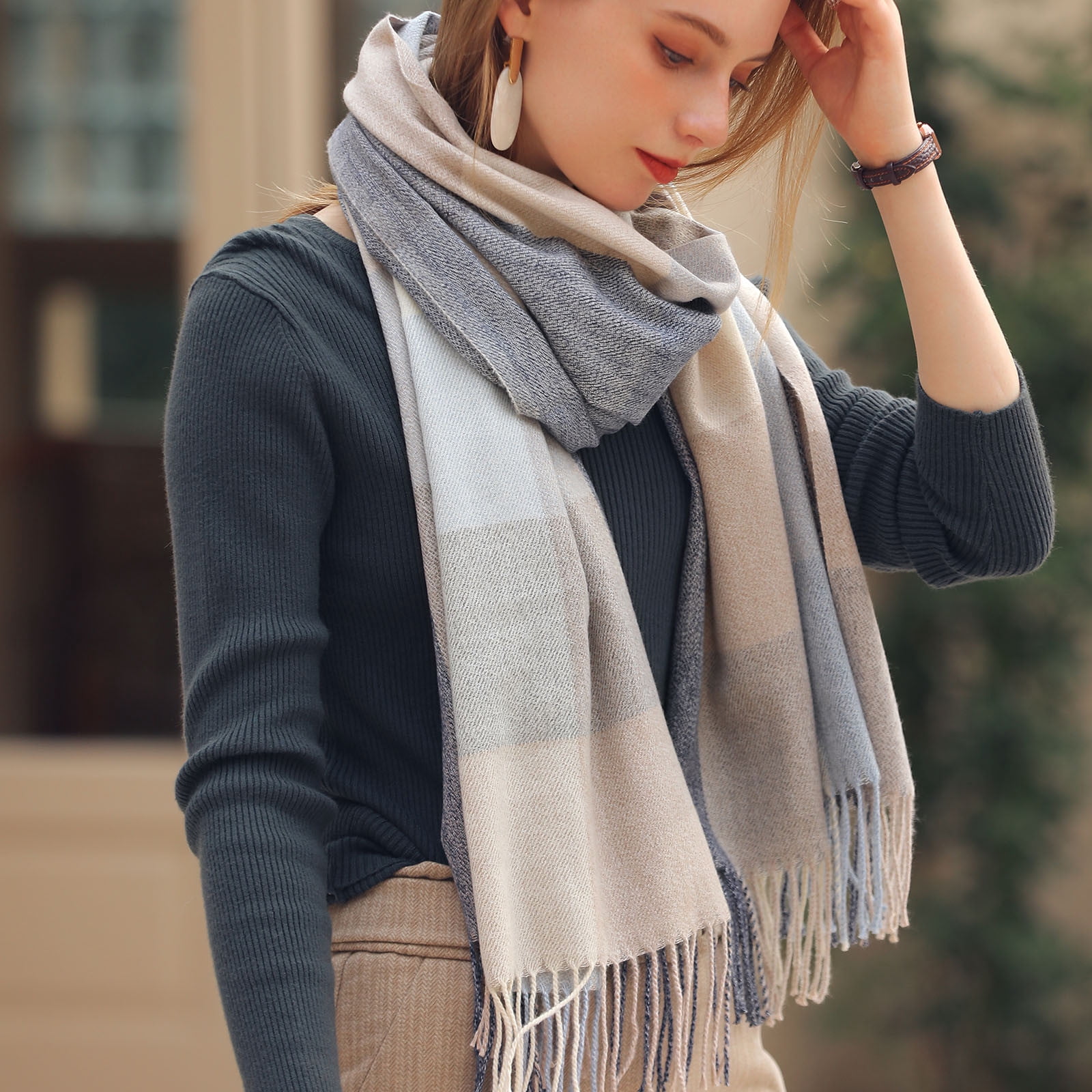 Écharpe Châle Chaude à Franges Hiver - Unisexe, Neuf Avec étiquettes