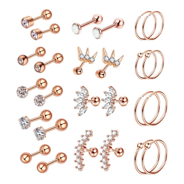 Pendientes de Tuerca Sunnimix 16G Unisex 8mm 6mm Barra de Acero Inoxidable para Joyería