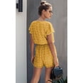thumbnail image 4 of Women's Rompers-Summer Deep V Neck Wrap Floral Polka Dot Short Sleeve Beach Short Jumpsuit, 4 of 6