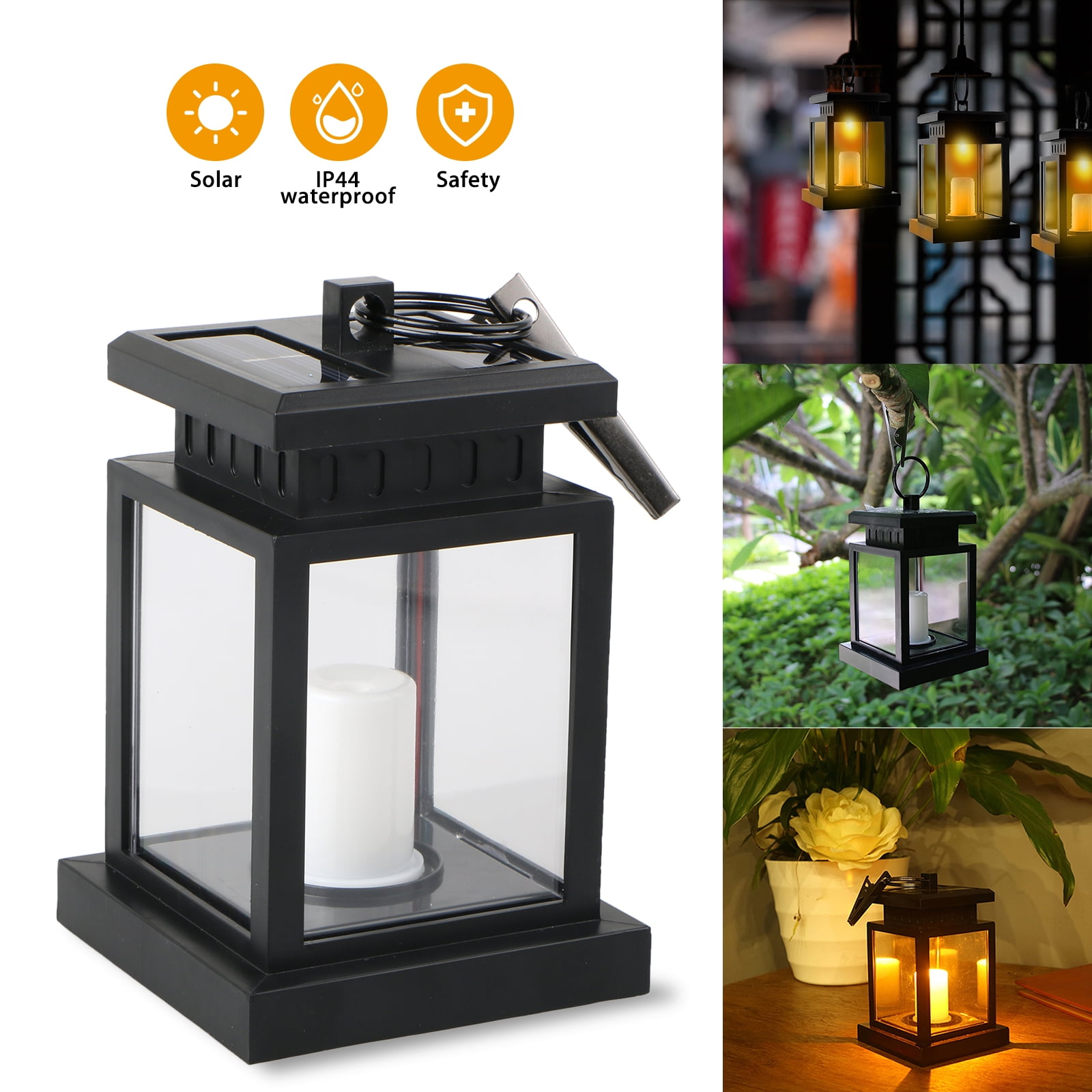 2~4Pcs Solar Lantern Light Powered Hanging Outdoor Garden LED Candle Table 