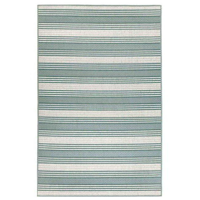 Trans-Ocean Imports RVI69764006 6 ft. 6 in. x 9 ft. 3 in. Liora Manne Riviera Stripe Indoor & Outdoor Rug Wilton Woven Rectangular Rug - Cool