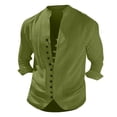 thumbnail image 4 of New Men's Retro Cotton Linen Casual Loose Fitting Long Sleeved Shirt M, 4 of 5