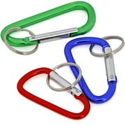 RamPro D-Shaped Carabiner Keychain Clip Spring Loaded Closure Durable Gourd Hook Sports Accessories for Outdoor, Home, Camping, Hiking, Backpack (Pack of 3)